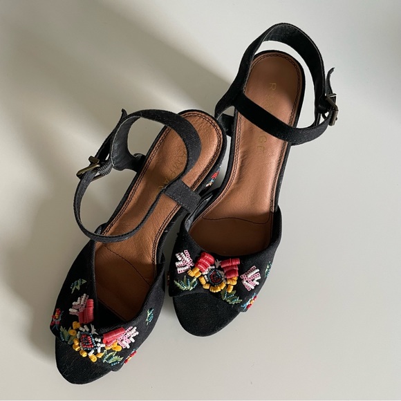 Rampage Beaded and Embroidered Black Block Sandal Heel - Picture 5 of 6